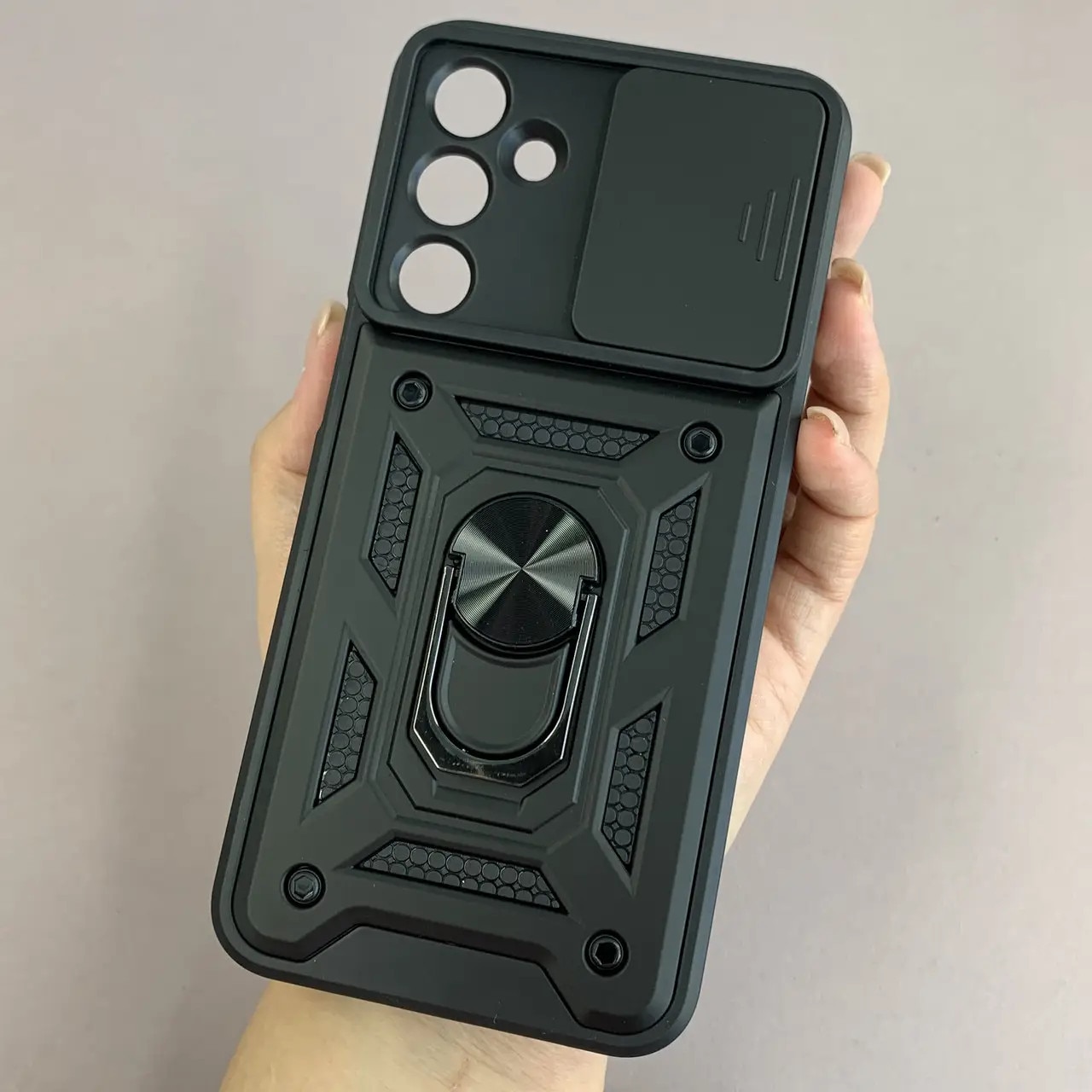 Husa telefon Mat-Tech compatibila cu Samsung Galaxy A17, Protectie Camera, Inel, Magnet, Anti-Shock, Rugged Protection, Negru