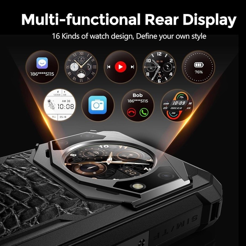 Telefon mobil FOSSiBOT F101 Pro, 4G, Android 13, Dual SIM, 8GB RAM+7GB RAM virtual, 128GB ROM, 5.45'' HD, 20MP, baterie 10,600mAh, Face ID, IP68/IP69K, GPS, NFC, Wi-Fi, Rezistent la praf/Impermeabil/Rezistent la caderi, Pentru sporturi in aer liber, Negru