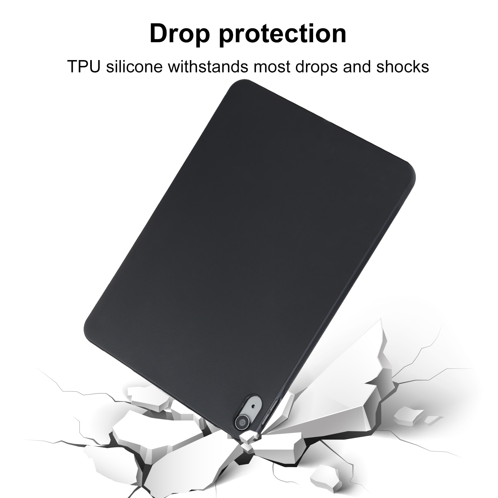 Husa tableta pentru Lenovo M10 FHD Plus 10.3 / TB-X606, material TPU, tip carte cu suport, protectie anti-zgarieturi, acces complet la porturi, negru