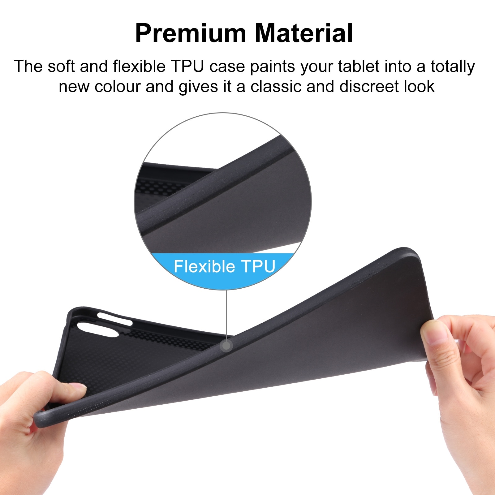 Husa tableta pentru Lenovo M10 FHD Plus 10.3 / TB-X606, material TPU, tip carte cu suport, protectie anti-zgarieturi, acces complet la porturi, negru