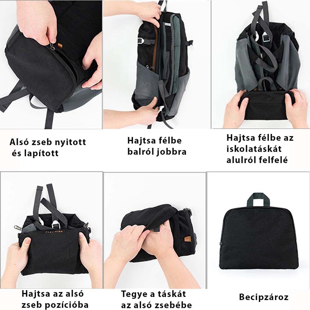 Rucsac pentru laptop, unisex, Dollcini, Nylon, 13 inchi, depozitare pliabila Alb