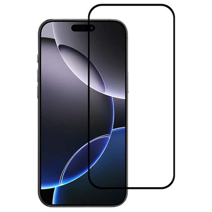 Folie Protectie Ecran pentru Apple iPhone 16 Pro Max, Sticla Securizata Temperata 9D, Margini negre