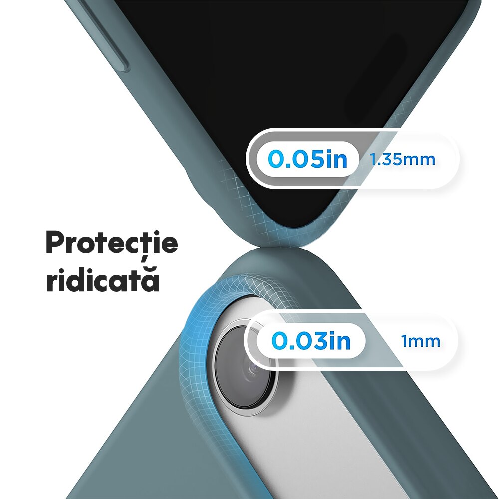 Husa CASEY STUDIOS™ pentru Apple iPhone 17 Air, Soft Silicone Premium, Microfibra in Interior, de Protectie, Ultra Slim, pentru Incarcare Wireless, Margini Ridicate pentru Protectia Ecranului si a Camerelor, Albastru inchis