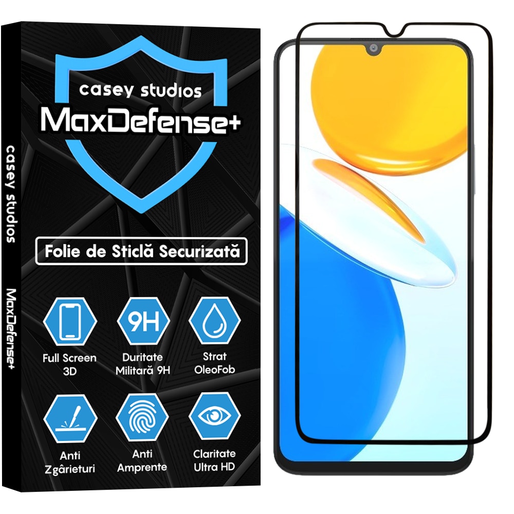 Folie Sticla CASEY STUDIOS™ compatibila cu Honor X7, Full Cover 3D, Full Glue, Duritate Militara, Ultra HD, Anti Zgarieturi, Anti Socuri, Margini Negre