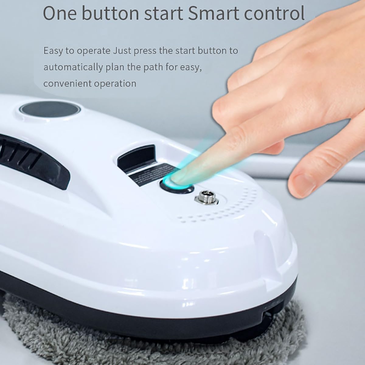 Robot de curatare a geamurilor, WALALLA, curatare automata, protectii multiple, sistem UPS incorporat in caz de pana de curent, cu telecomanda, 10 carpe de rezerva, aspiratie 5600Pa, 500mAh, alb/negru