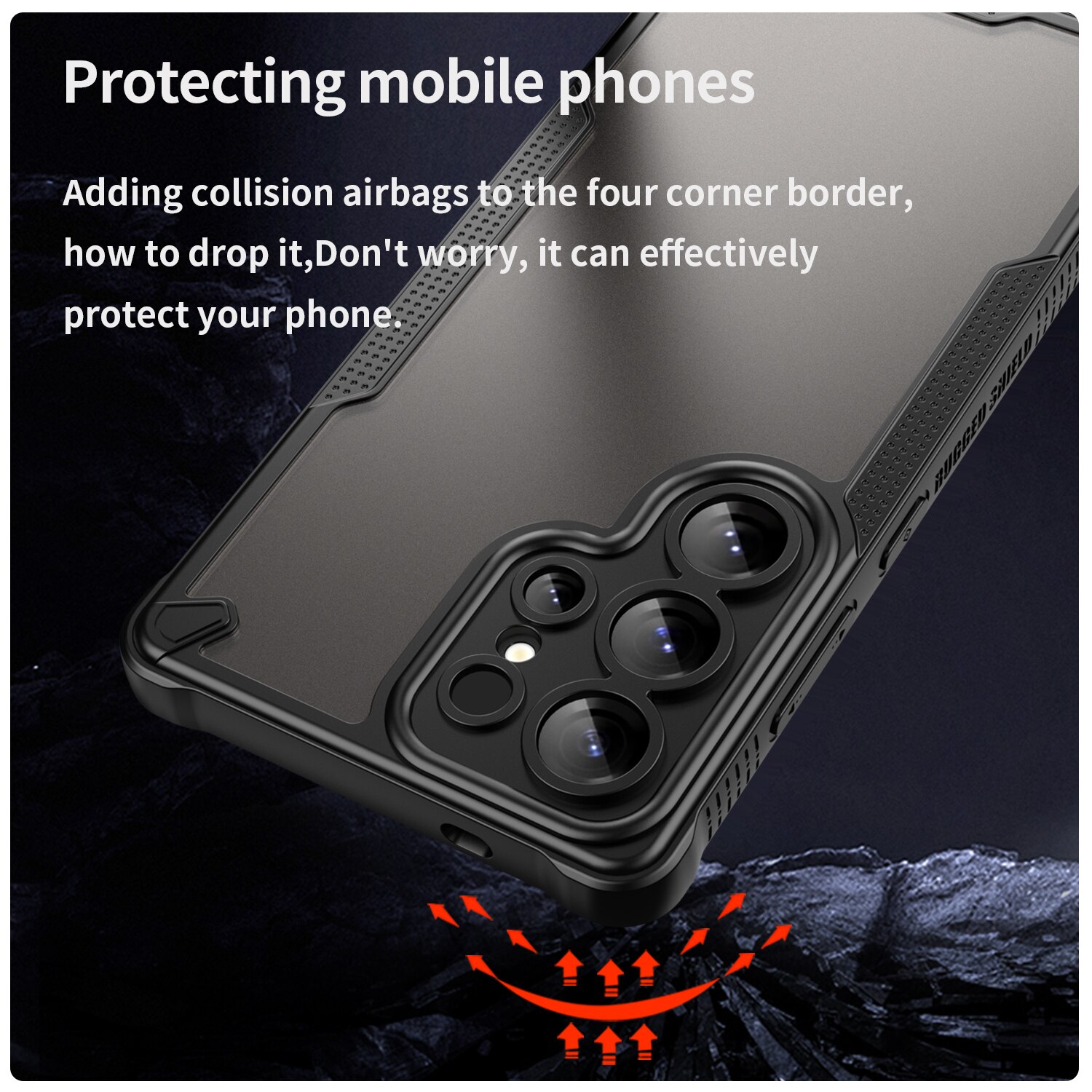 Husa telefon, pentru Samsung Galaxy S25 Ultra Armor of Brushed Comfortable Oil Waterproof TPU+PC Soft Semi-translucentmatte Feel, Negru | Transparent