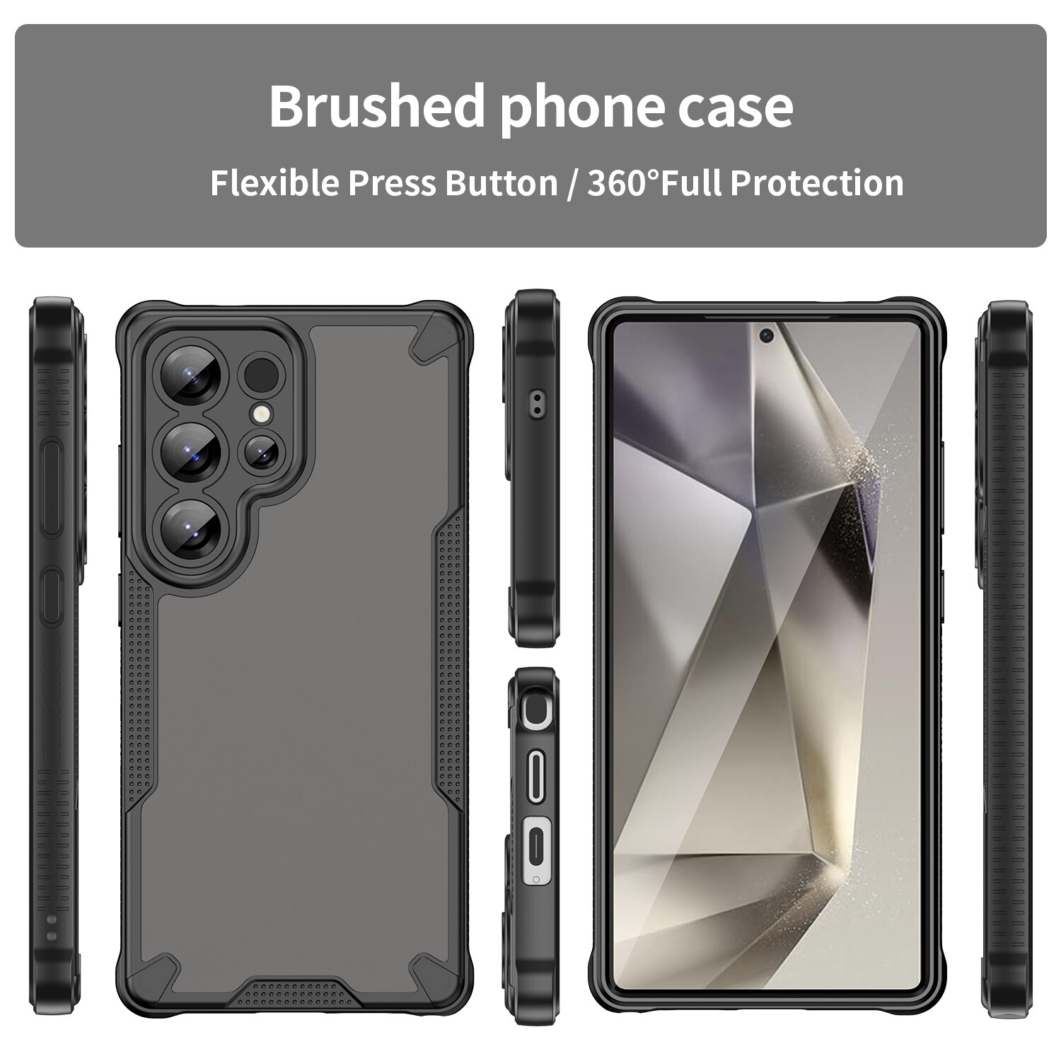 Husa telefon, pentru Samsung Galaxy S25 Ultra Armor of Brushed Comfortable Oil Waterproof TPU+PC Soft Semi-translucentmatte Feel, Negru | Transparent