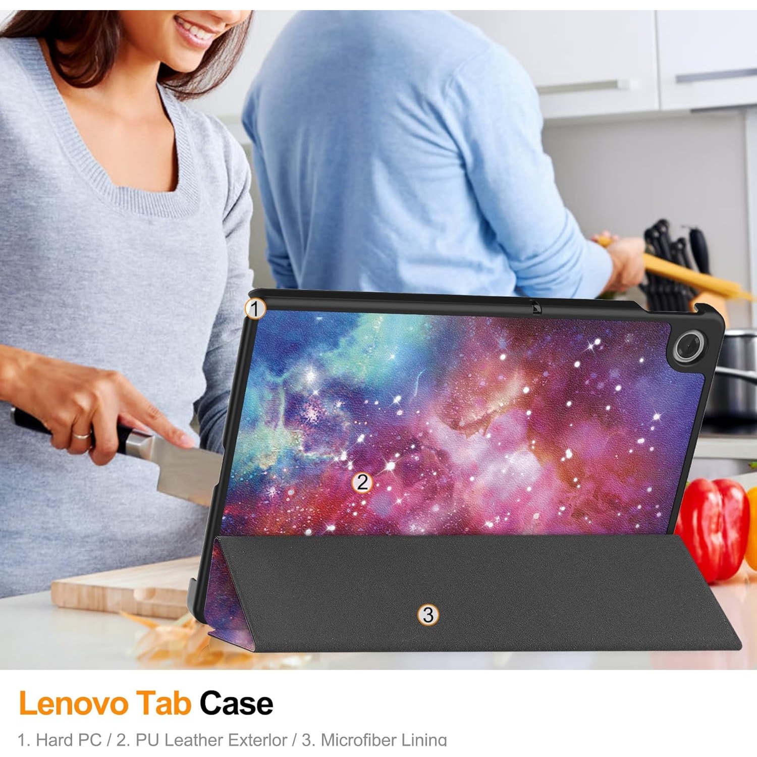 Husa Sigloo pentru tableta Lenovo Tab 10.1" 2025 TB311 – Slim, Tri-Fold Magnetic, Piele Ecologica, Stand Reglabil, – model Galaxy