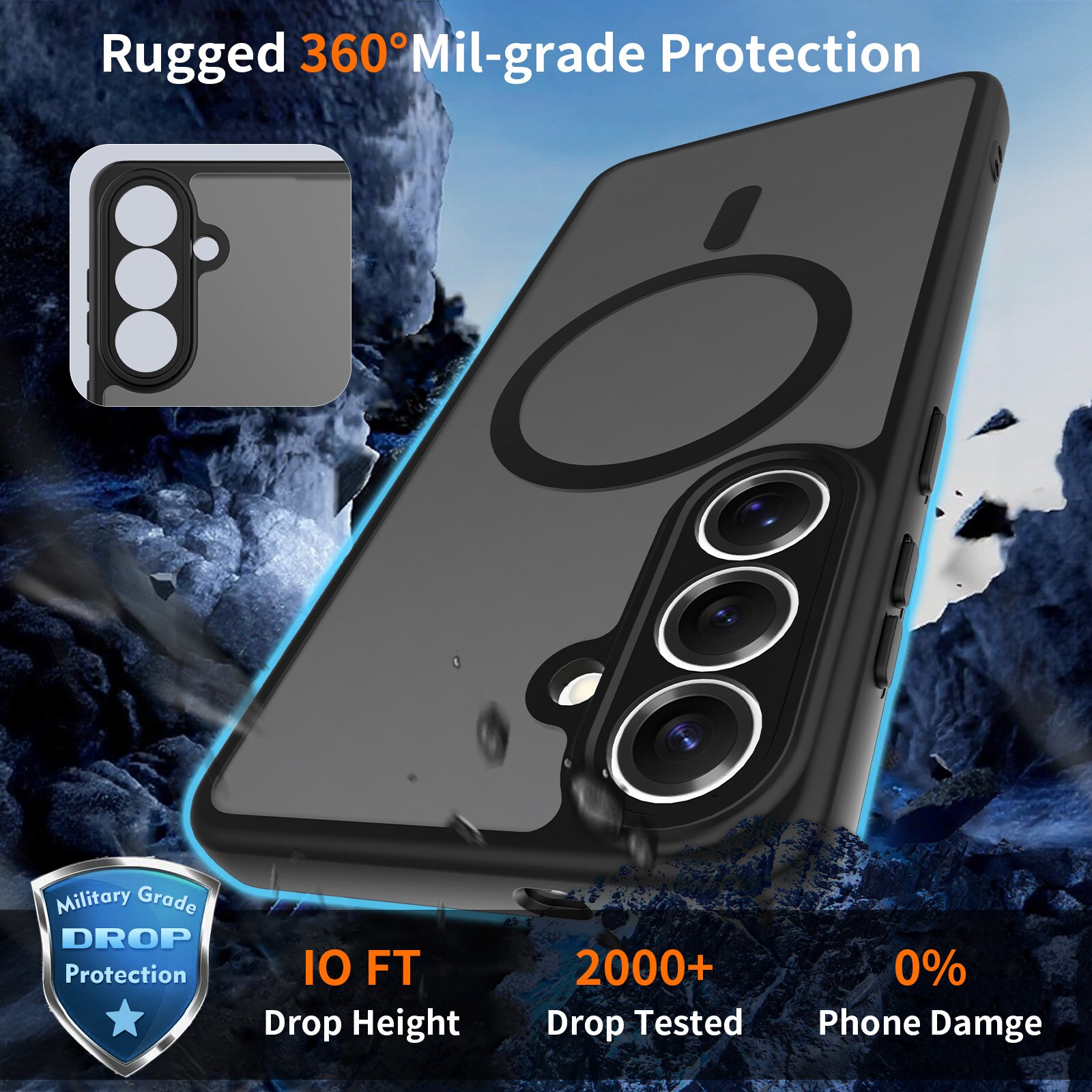Husa de protectie pentru Samsung Galaxy S26 Plus, Omelivon, MagSafe, Protectie completa, Anti-Soc, Decupaje Precise, Incarcare Wireless, Materiale Premium, Negru