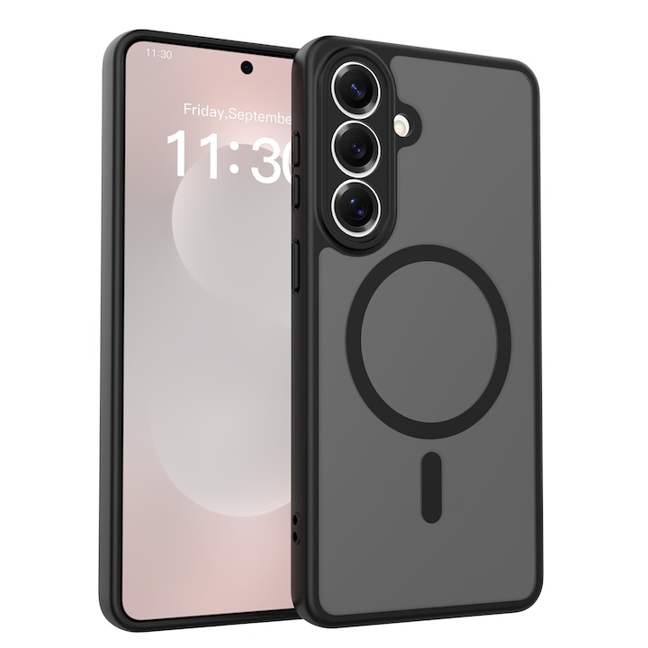 Husa de protectie pentru Samsung Galaxy S26 Plus, Omelivon, MagSafe, Protectie completa, Anti-Soc, Decupaje Precise, Incarcare Wireless, Materiale Premium, Negru
