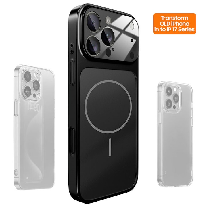 Husa Skin pentru Transformare iPhone 16 Pro in iPhone 17 Pro – Design Premium, Compatibil MagSafe, Culoare Negru