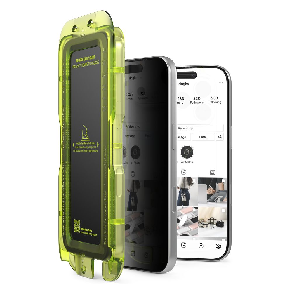 Set 2 folii sticla securizata Ringke Easy Slide Privacy compatibil cu iPhone 17 Pro Max, Kit montare inclus, Transparent