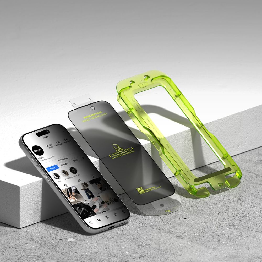 Set 2 folii sticla securizata Ringke Easy Slide Privacy compatibil cu iPhone 17 Pro Max, Kit montare inclus, Transparent