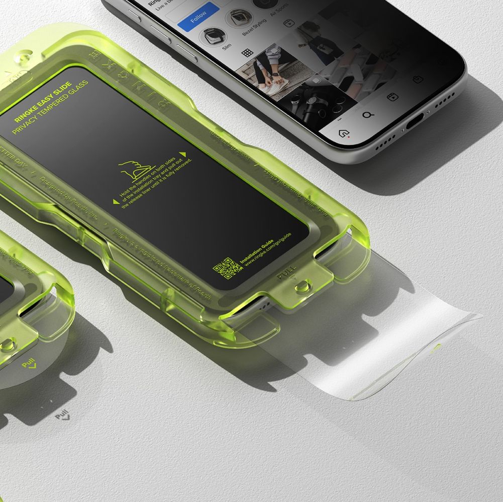 Set 2 folii sticla securizata Ringke Easy Slide Privacy compatibil cu iPhone 17 Pro Max, Kit montare inclus, Transparent