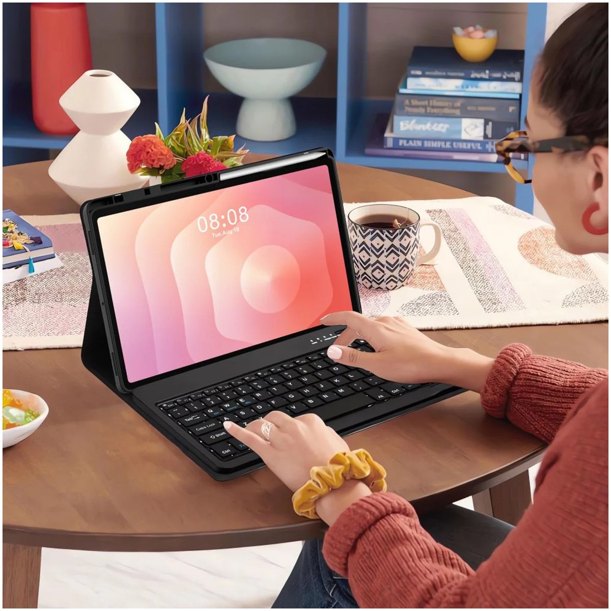 Husa tableta Tech-Protect SC Pen + Klaviatura Bluetooth, neagra, pentru Samsung Galaxy Tab S11 11", cu suport pentru stylus, functie sleep/wake