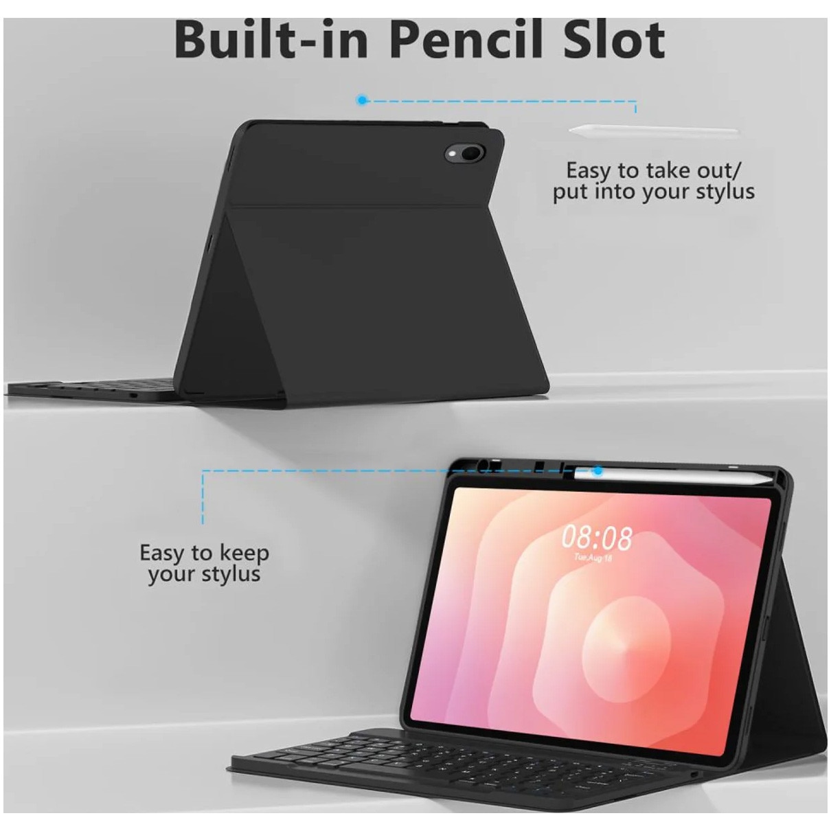 Husa tableta Tech-Protect SC Pen + Klaviatura Bluetooth, neagra, pentru Samsung Galaxy Tab S11 11", cu suport pentru stylus, functie sleep/wake