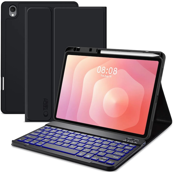 Husa tableta Tech-Protect SC Pen + Klaviatura Bluetooth, neagra, pentru Samsung Galaxy Tab S11 11", cu suport pentru stylus, functie sleep/wake