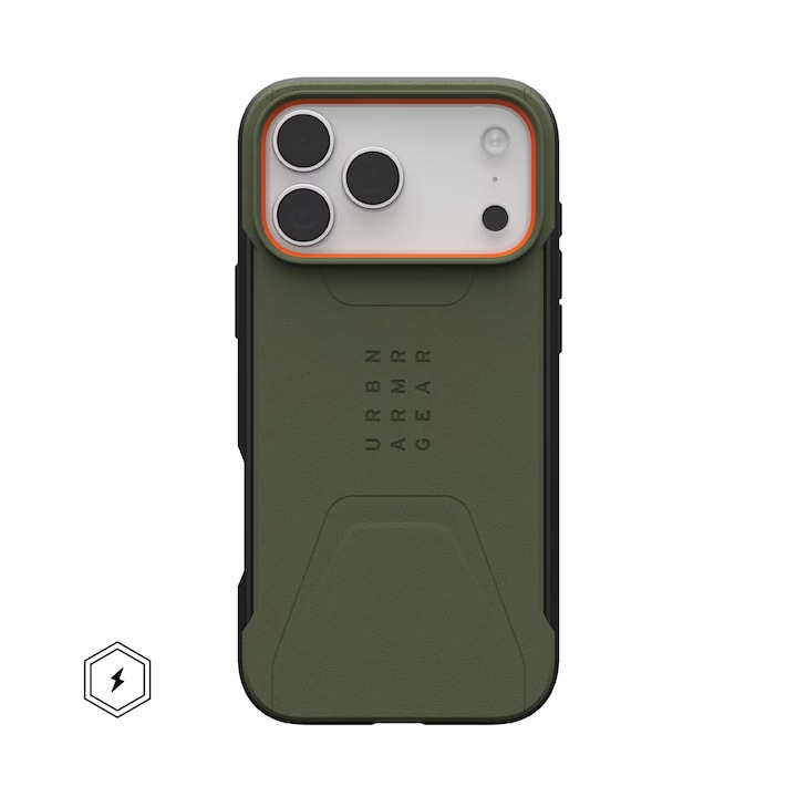 Husa de protectie UAG Civilian Magsafe pentru iPhone 17 Pro Max, Olive/Orange