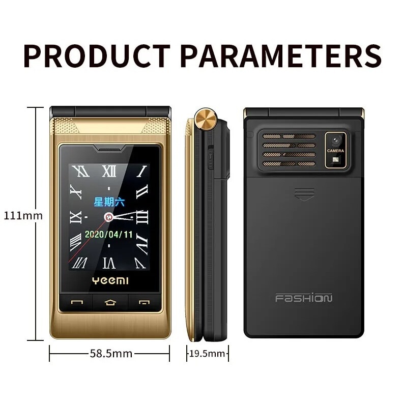 Telefon Mobil pentru Varstnici AIEK G10-C, Dual SIM, Baterie 5900mAh, Lanterna, FM, Ecran Tactil 3.0", Auriu