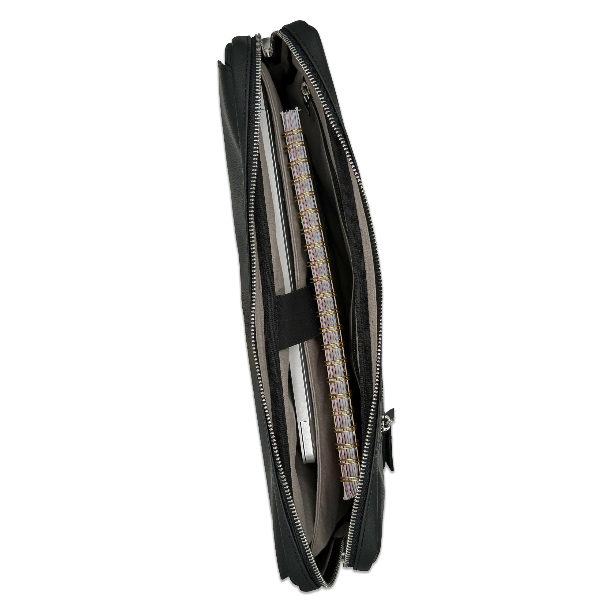 Geanta pentru Laptop 15,6 inch - 16 inch, Transilvanian Bags, Traveller, Piele ecologica, Negru, 40x27 cm
