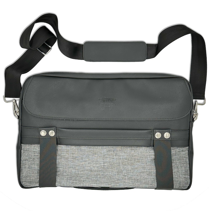 Geanta pentru Laptop 15,6 inch - 16 inch, Transilvanian Bags, Traveller, Piele ecologica, Negru, 40x27 cm