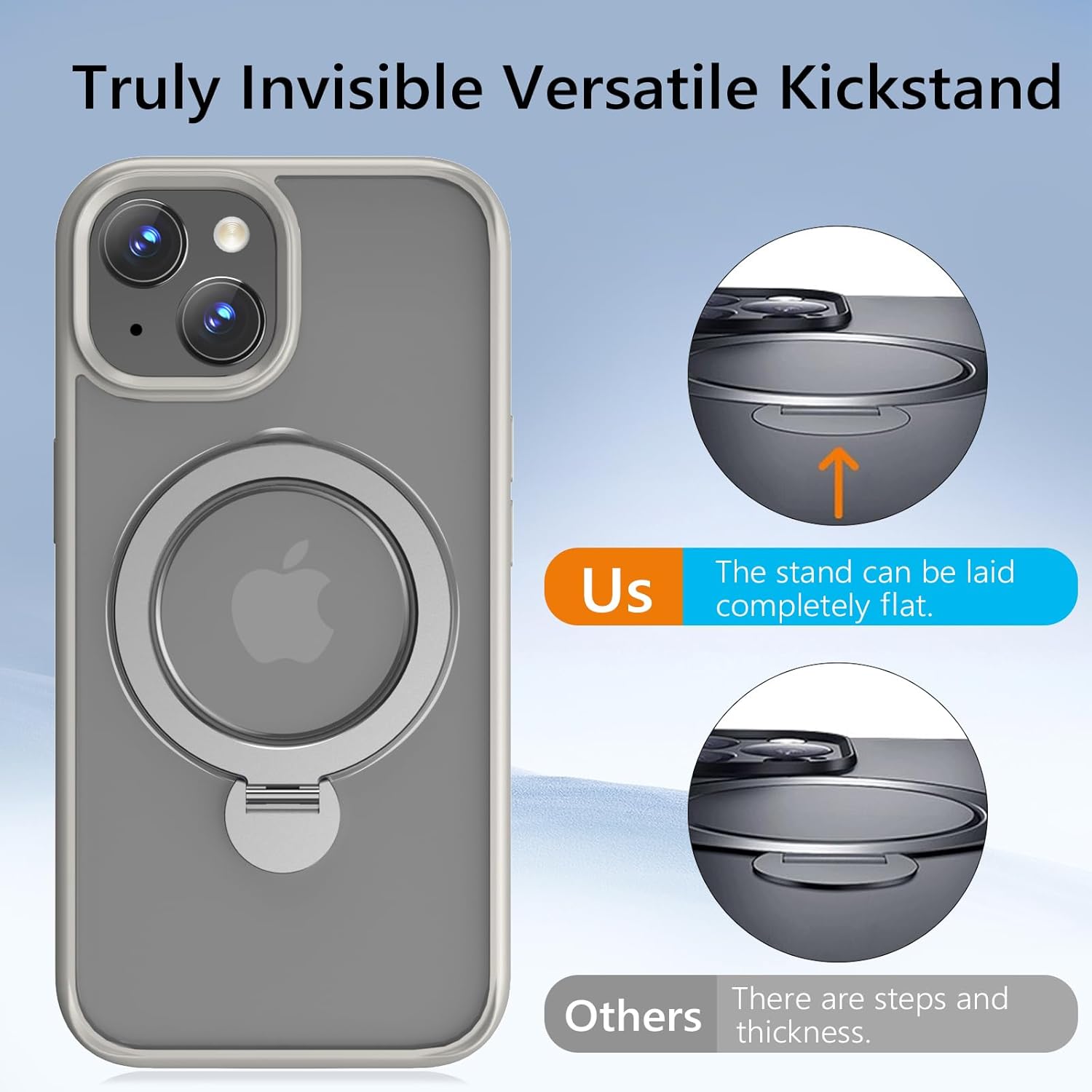 Husa Magnetica pentru iPhone 15, Protectie Militara Antisoc, Suport Rotativ 360° MagSafe, Gri