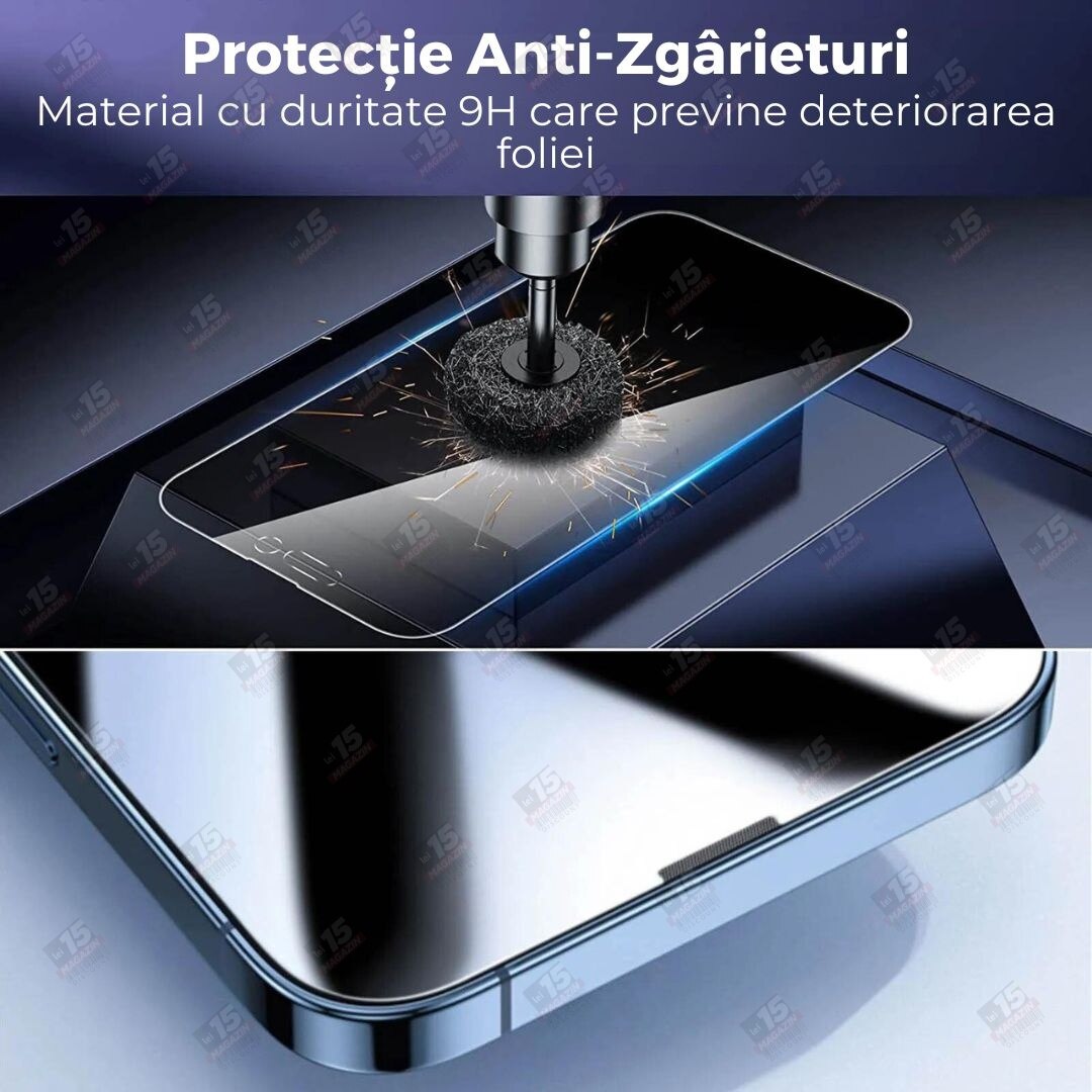 Folie din sticla securizata 9H, Privacy, compatibila cu Samsung Galaxy S25 Ultra, Full Glue, Atlas