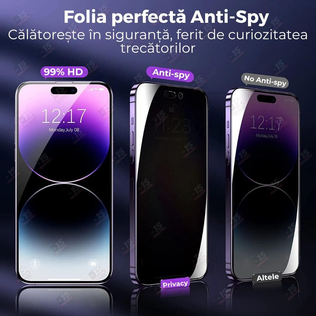 Folie din sticla securizata 9H, Privacy, compatibila cu Samsung Galaxy S25 Ultra, Full Glue, Atlas