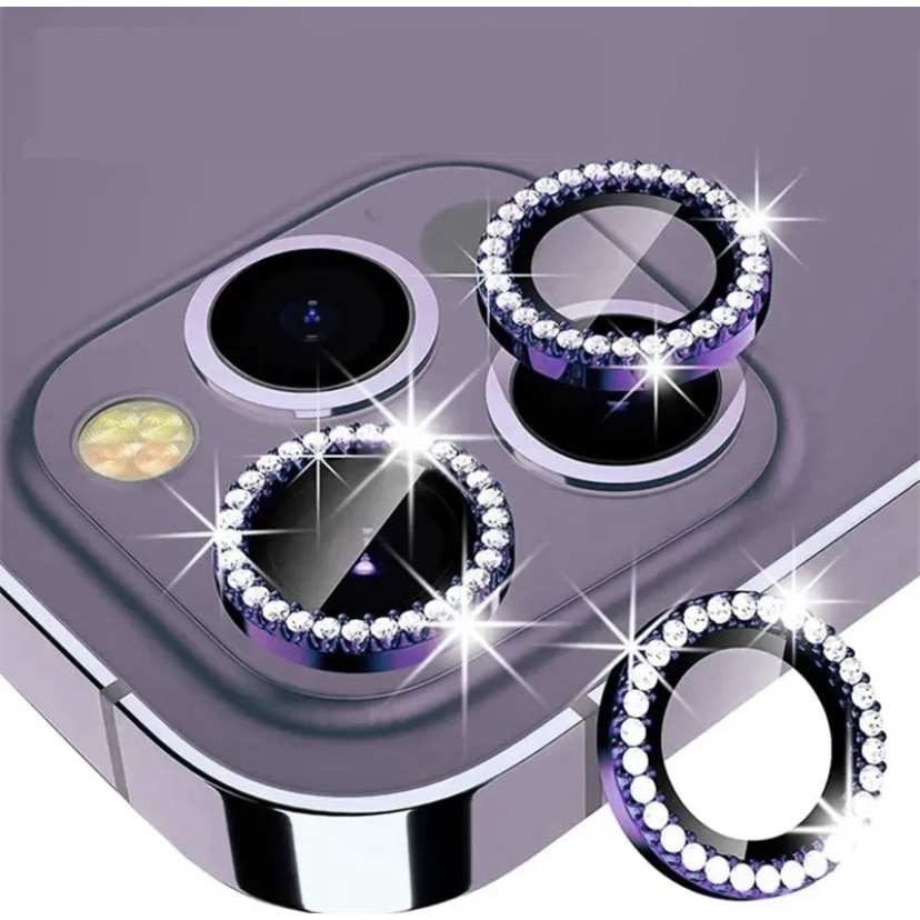 Folie Protectie Pentru Obiectivul Camerei Diamond Glitter Compatibil iPhone 14 Pro Max Purple