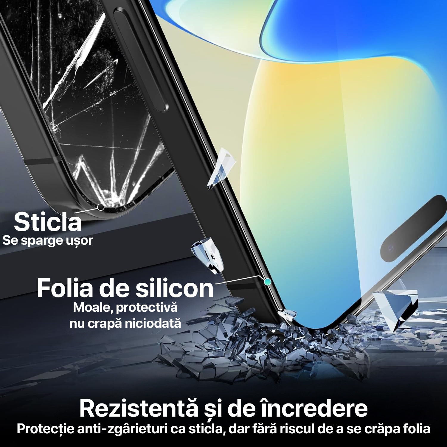 Folie iPhone 17 Pro Max privacy din silicon, Silicon Hydrogel Regenerabil, Flexible Hydro-Crystal, Protectie Completa, Full Glue, Instalare usoara, Set complet pentru Instalare