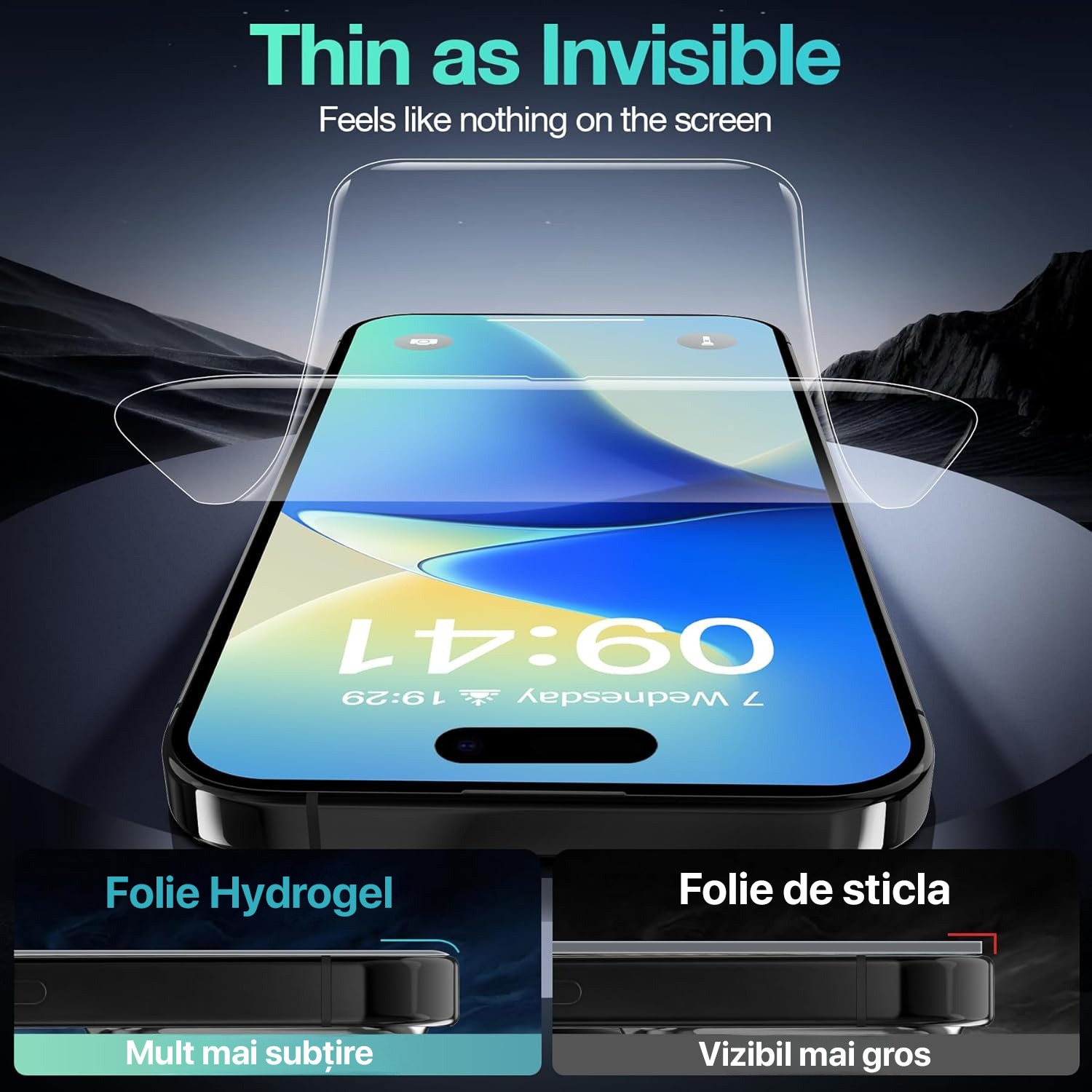 Folie iPhone 17 Pro Max privacy din silicon, Silicon Hydrogel Regenerabil, Flexible Hydro-Crystal, Protectie Completa, Full Glue, Instalare usoara, Set complet pentru Instalare
