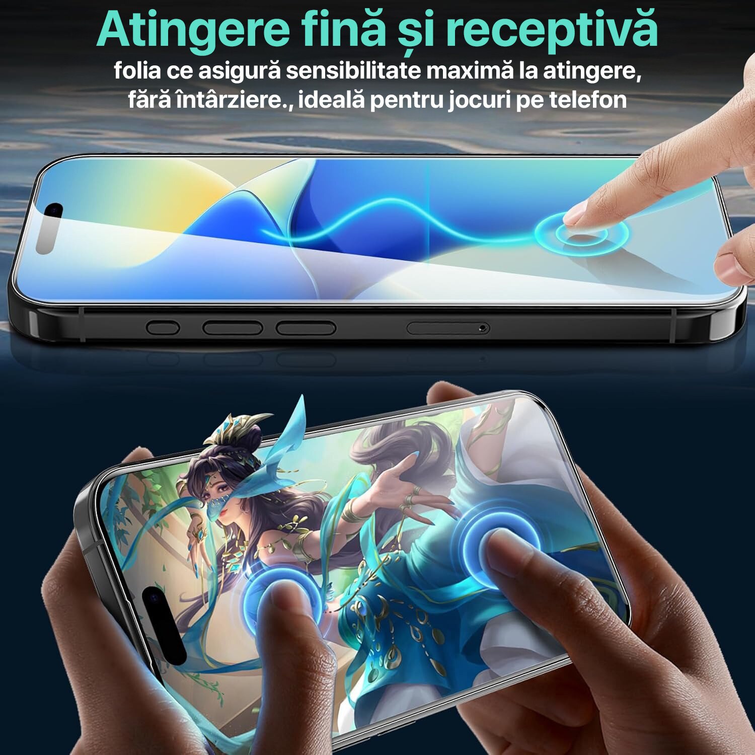 Folie iPhone 17 Pro Max privacy din silicon, Silicon Hydrogel Regenerabil, Flexible Hydro-Crystal, Protectie Completa, Full Glue, Instalare usoara, Set complet pentru Instalare