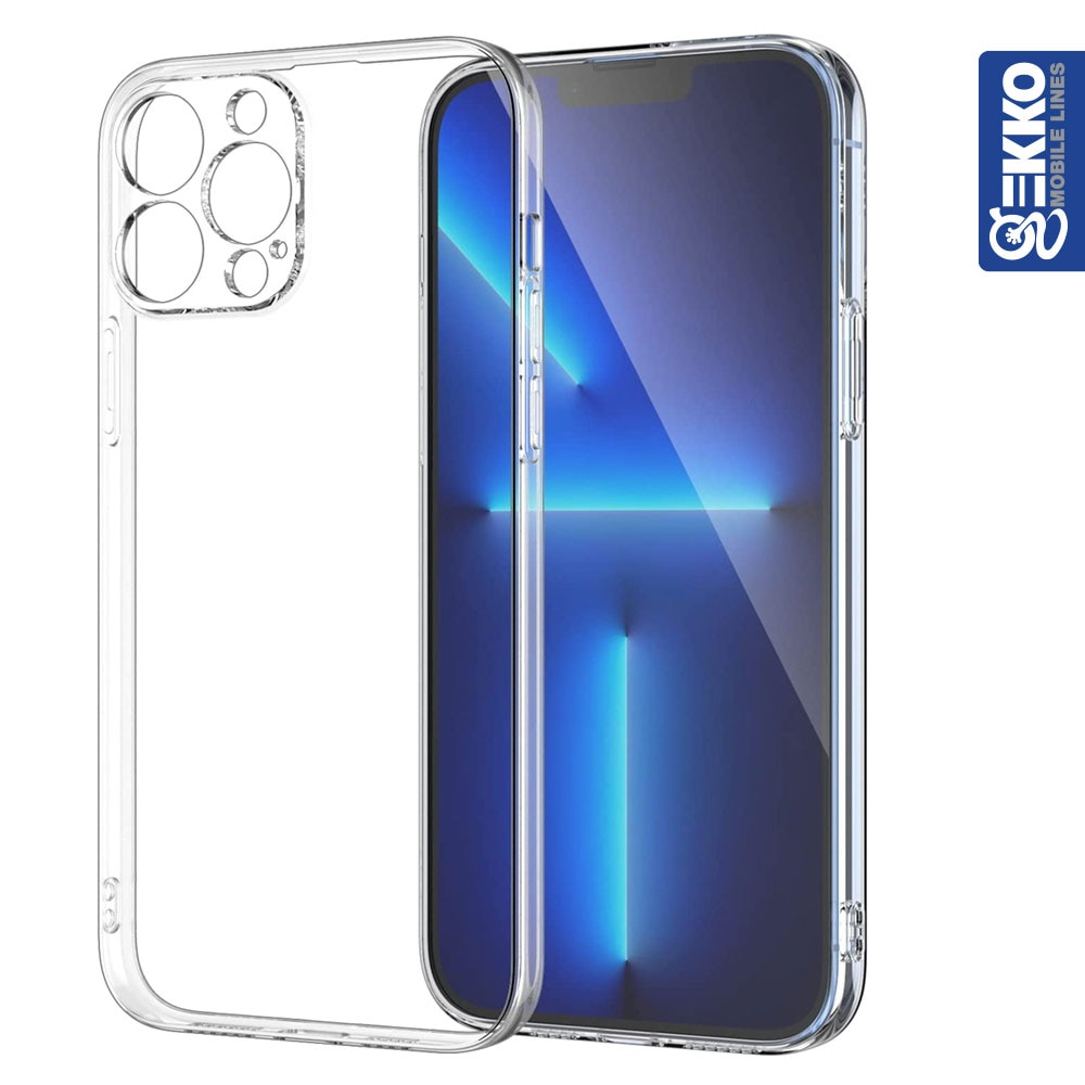 Husa pentru iPhone 14 Pro Max - Clear, Ultrasubtire, din silicon gel, cu decupaje la camere, 0.3mm, Gekko, Transparenta Transparent Bumper