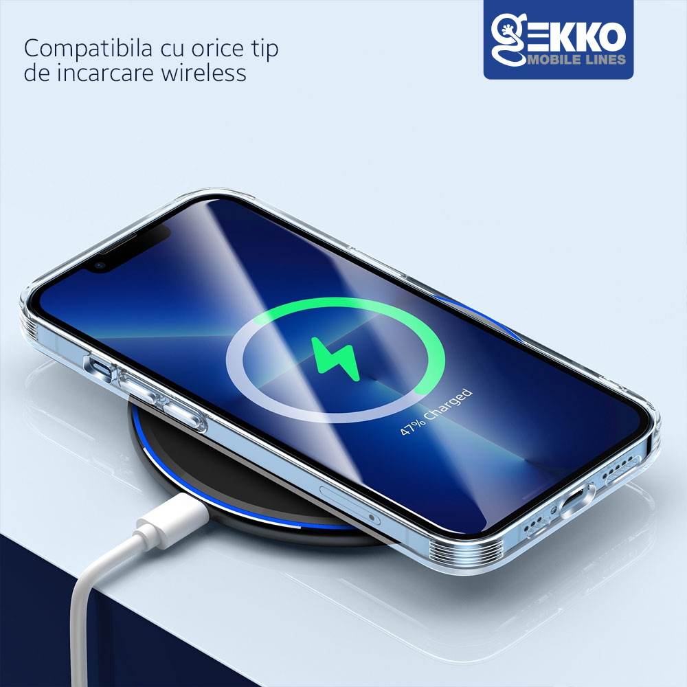 Husa pentru iPhone 14 Pro Max - Clear, Ultrasubtire, din silicon gel, cu decupaje la camere, 0.3mm, Gekko, Transparenta Transparent Bumper