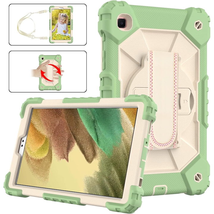 Husa de protectie premium SIgloo, pentru Samsung Galaxy Tab A7(T500) 2022/2020, 10.4'', Protectie Completa, Stand rotativ, Curea Umar, Anti-Soc, Menta