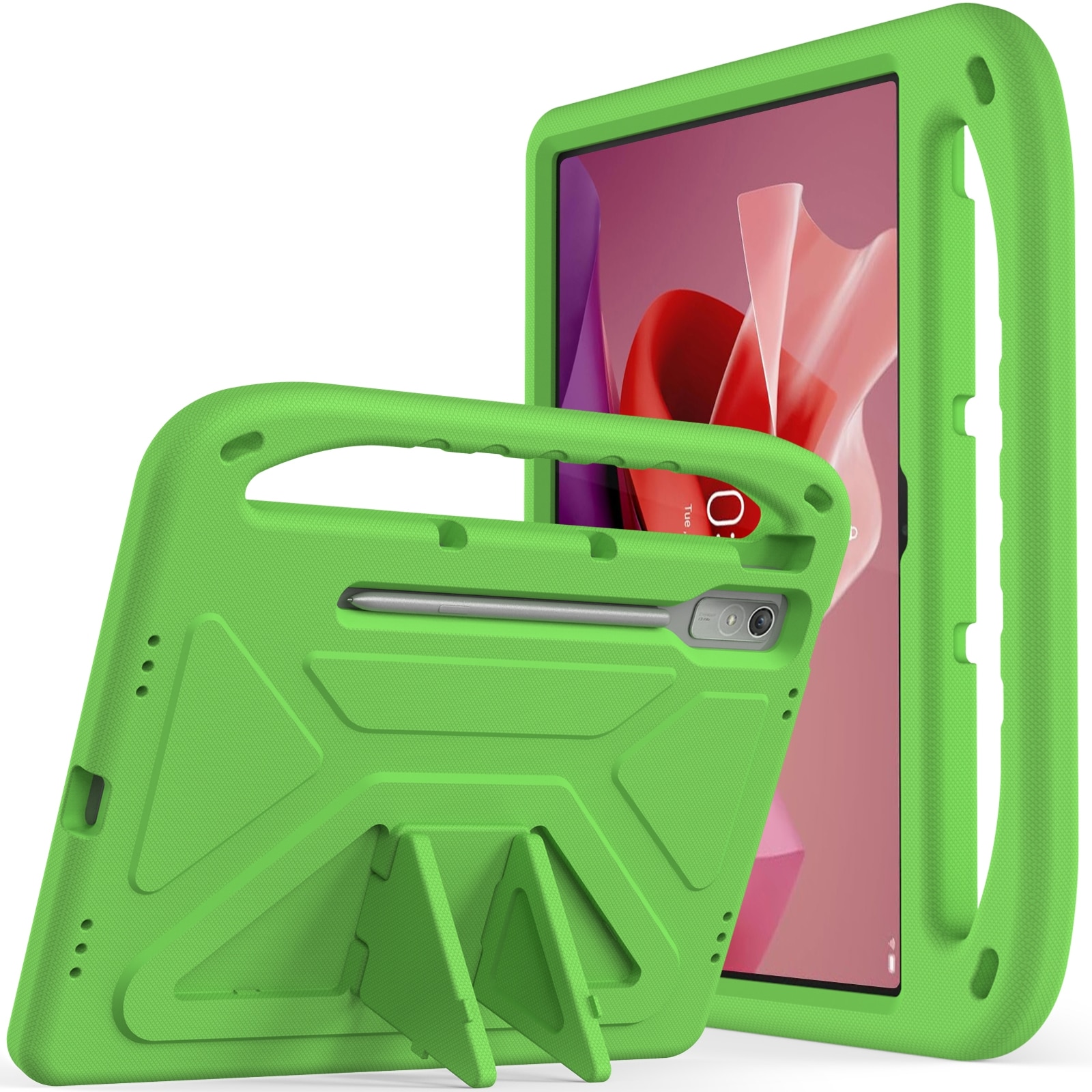 Husa tableta pentru Lenovo Tab P12 12.7, material EVA, cu manere, rezistenta la socuri, verde