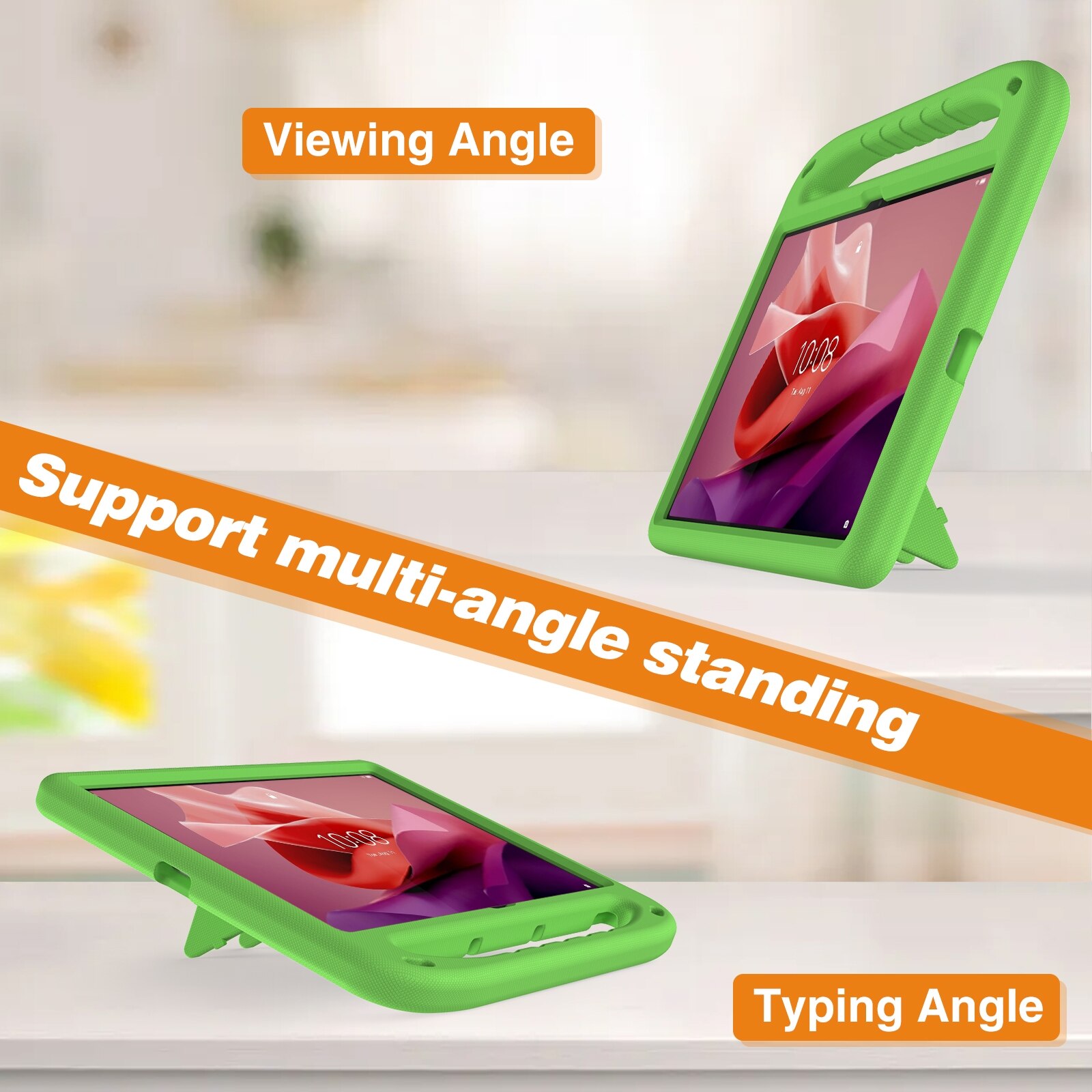 Husa tableta pentru Lenovo Tab P12 12.7, material EVA, cu manere, rezistenta la socuri, verde