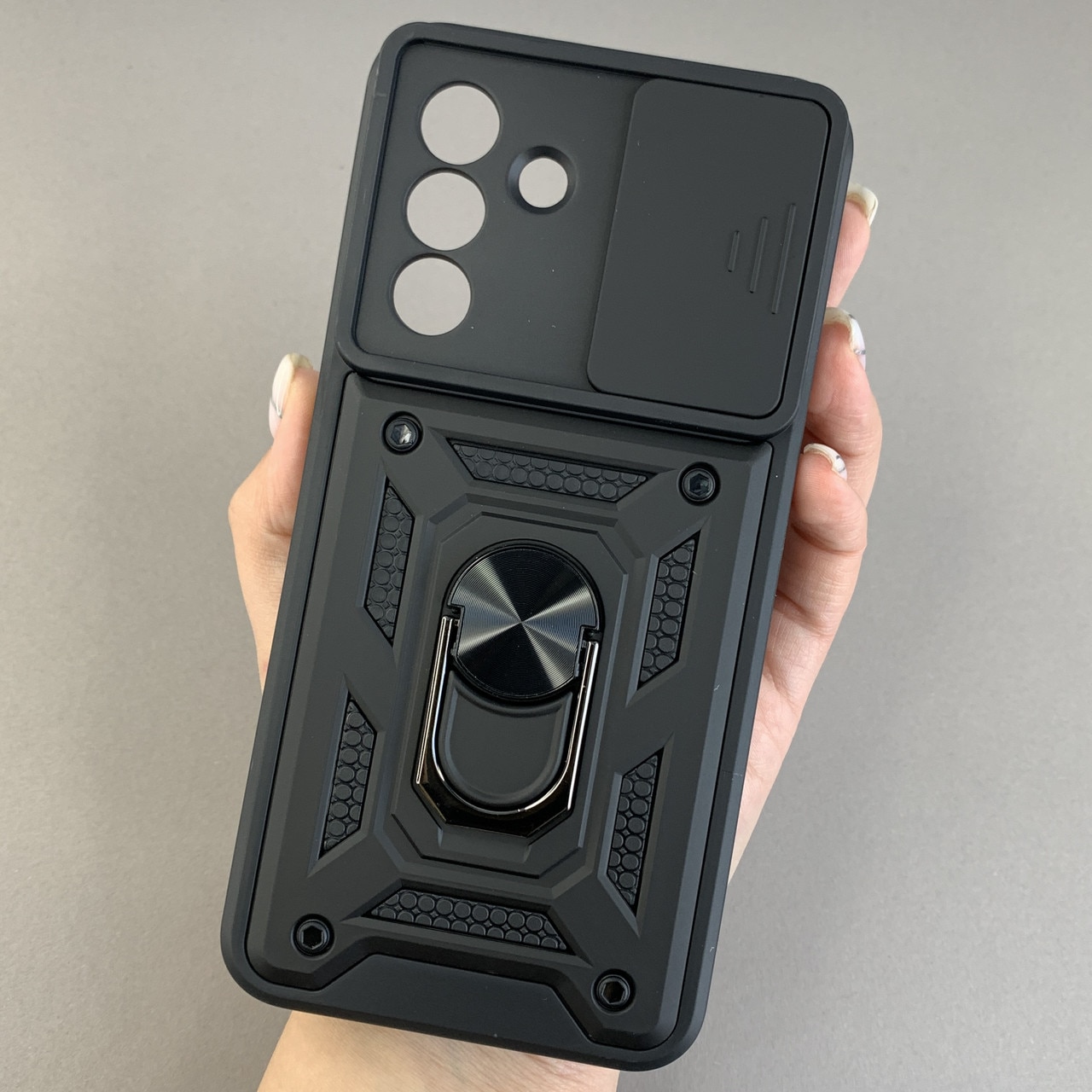 Husa telefon Mat-Tech compatibila cu Samsung Galaxy A36 5G, Protectie Camera, Inel, Magnet, Anti-Shock, Rugged Protection, Negru