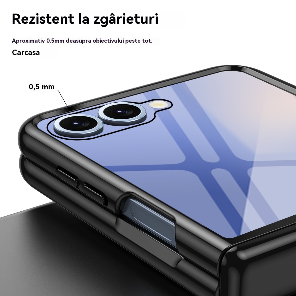 Husa telefon compatibila Samsung Galaxy Z Flip 7, Esther Beauty®, cu Bumper TPU, SuperLithe, Antisoc, Ultra Protection Tech, Policarbonat, Negru