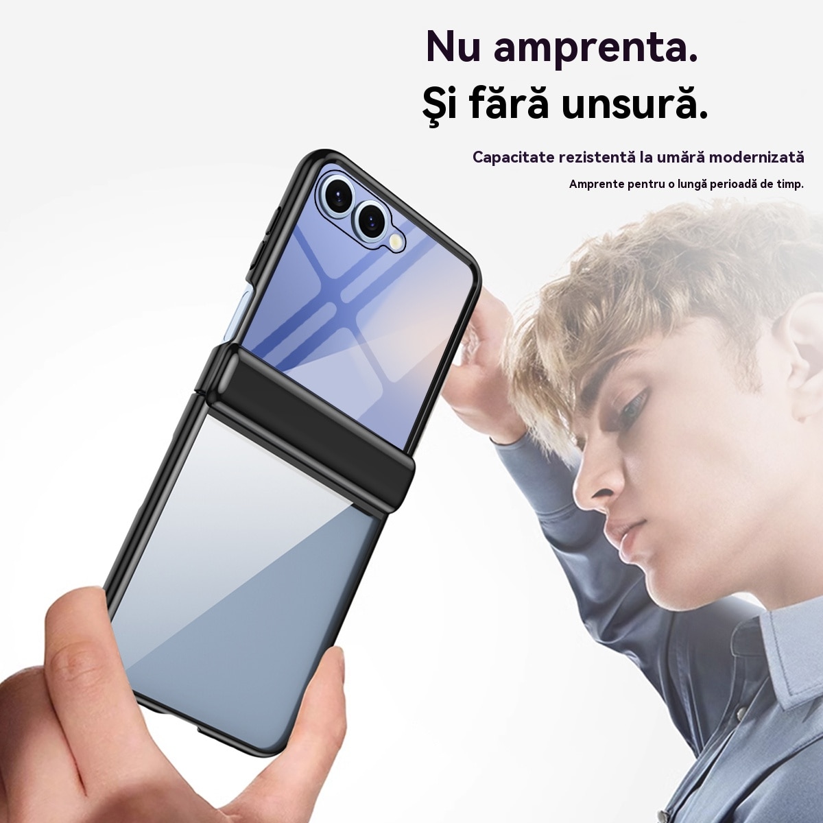 Husa telefon compatibila Samsung Galaxy Z Flip 7, Esther Beauty®, cu Bumper TPU, SuperLithe, Antisoc, Ultra Protection Tech, Policarbonat, Negru