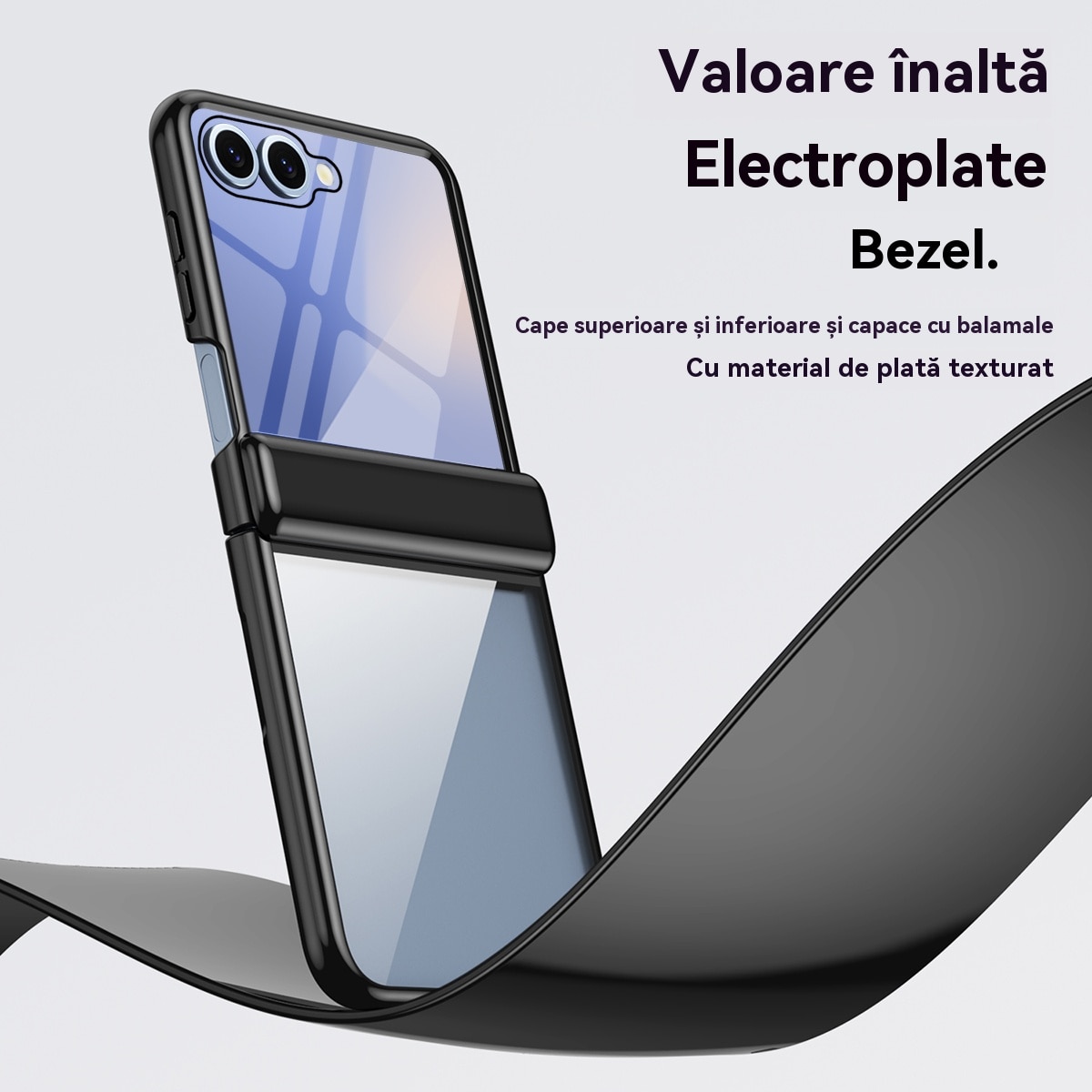 Husa telefon compatibila Samsung Galaxy Z Flip 7, Esther Beauty®, cu Bumper TPU, SuperLithe, Antisoc, Ultra Protection Tech, Policarbonat, Negru