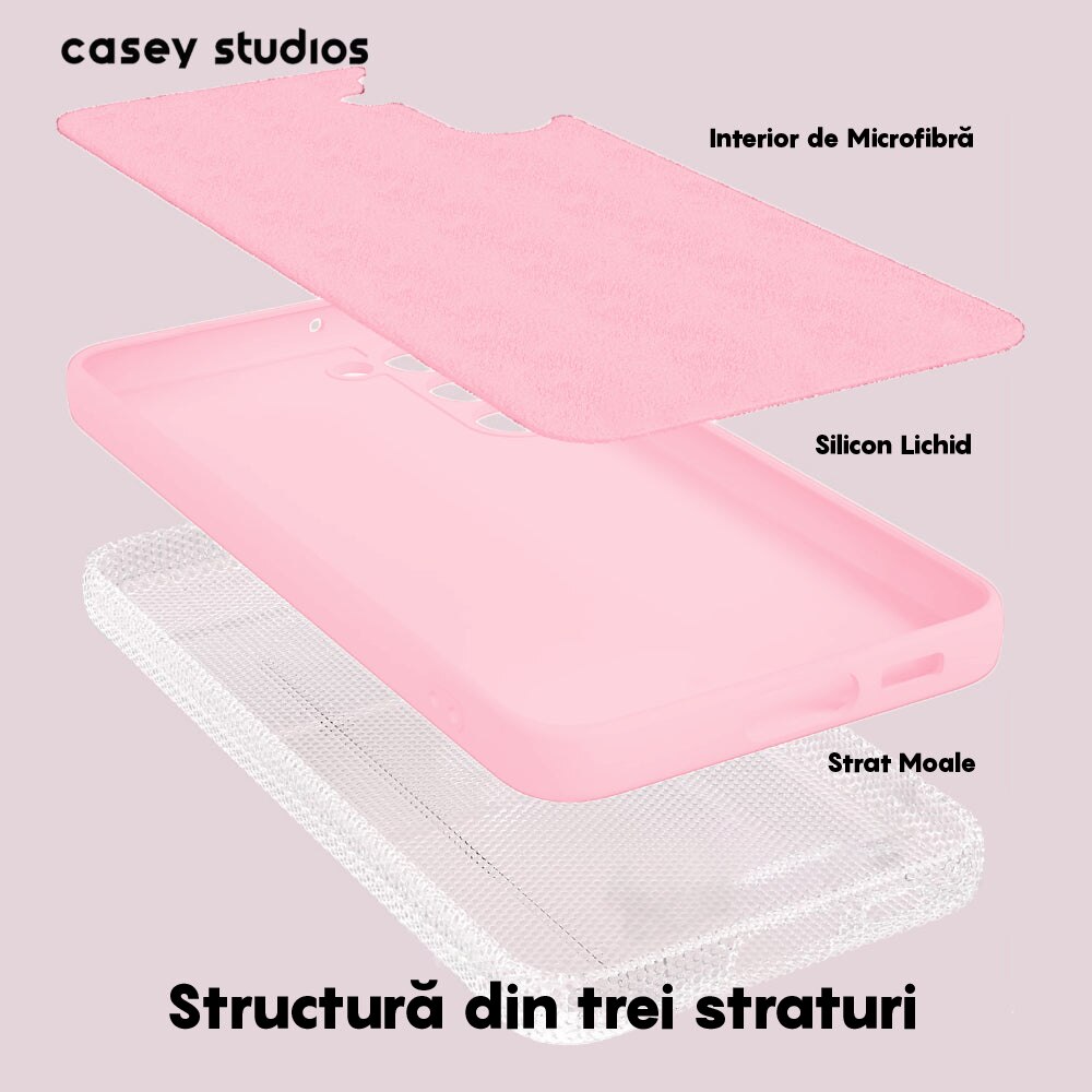 Husa CASEY STUDIOS™ compatibila cu Samsung Galaxy A34, Soft Silicone Premium, Microfibra in Interior, de Protectie, Ultra Slim, pentru Incarcare Wireless, Margini Ridicate pentru Protectia Ecranului si a Camerelor, Roz