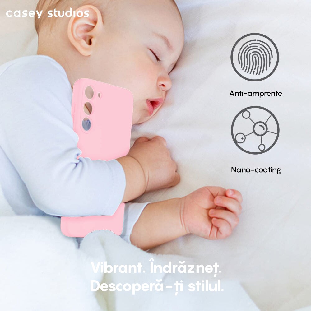 Husa CASEY STUDIOS™ compatibila cu Samsung Galaxy A34, Soft Silicone Premium, Microfibra in Interior, de Protectie, Ultra Slim, pentru Incarcare Wireless, Margini Ridicate pentru Protectia Ecranului si a Camerelor, Roz