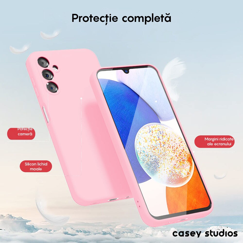 Husa CASEY STUDIOS™ compatibila cu Samsung Galaxy A34, Soft Silicone Premium, Microfibra in Interior, de Protectie, Ultra Slim, pentru Incarcare Wireless, Margini Ridicate pentru Protectia Ecranului si a Camerelor, Roz