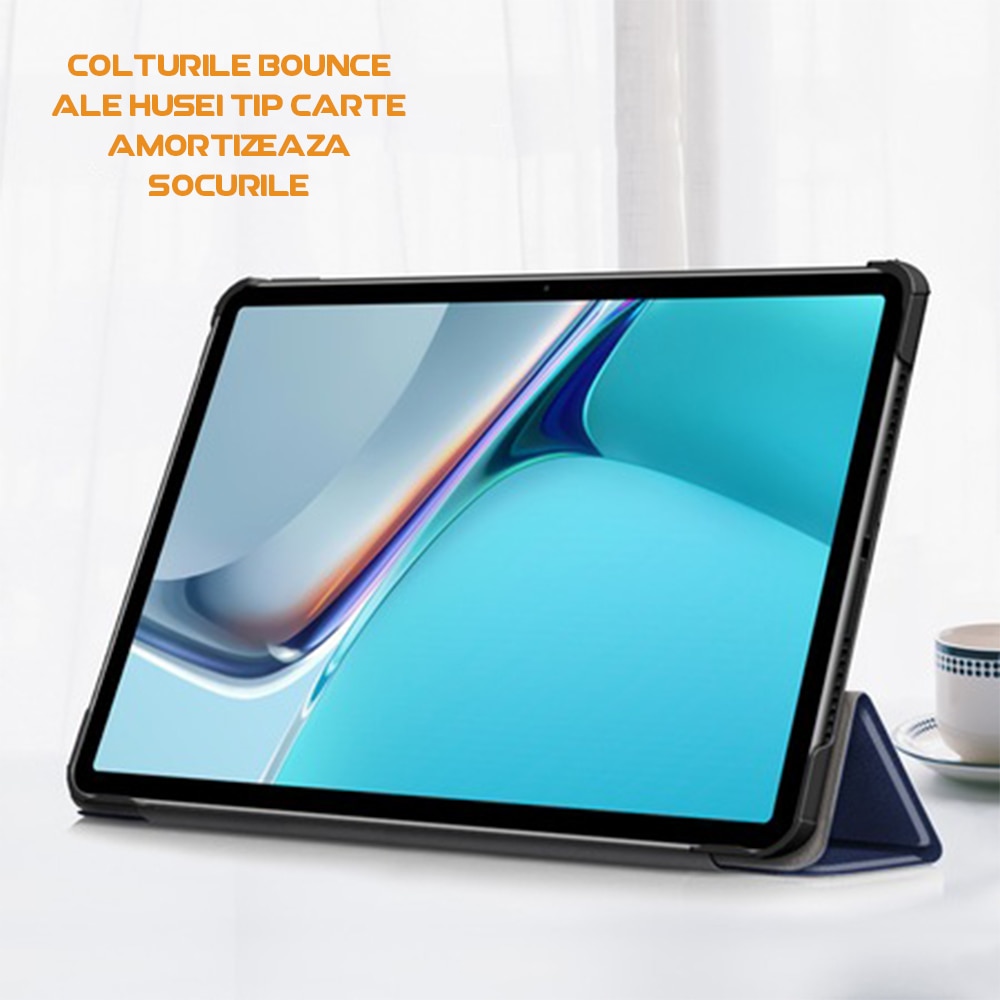 Husa compatibila cu Honor Pad X9, Tip carte, Bounce Comando, Protectie completa, Stand, Albastru