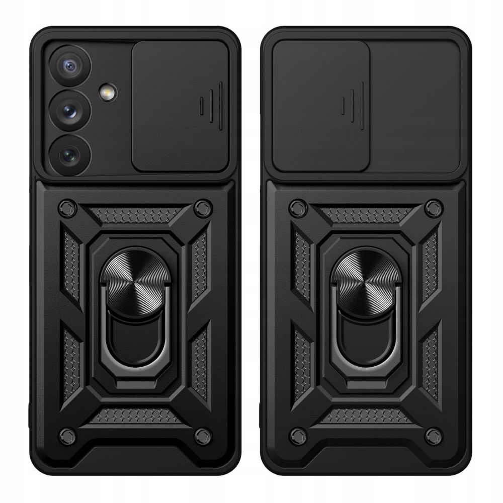 Husa telefon Mat-Tech compatibila cu Samsung Galaxy A35 5G, Protectie Camera Slide and Snap Soft Premium, Magnetic Ring Holder, PopGrip, Anti-Shock, Rugged Protection, Negru