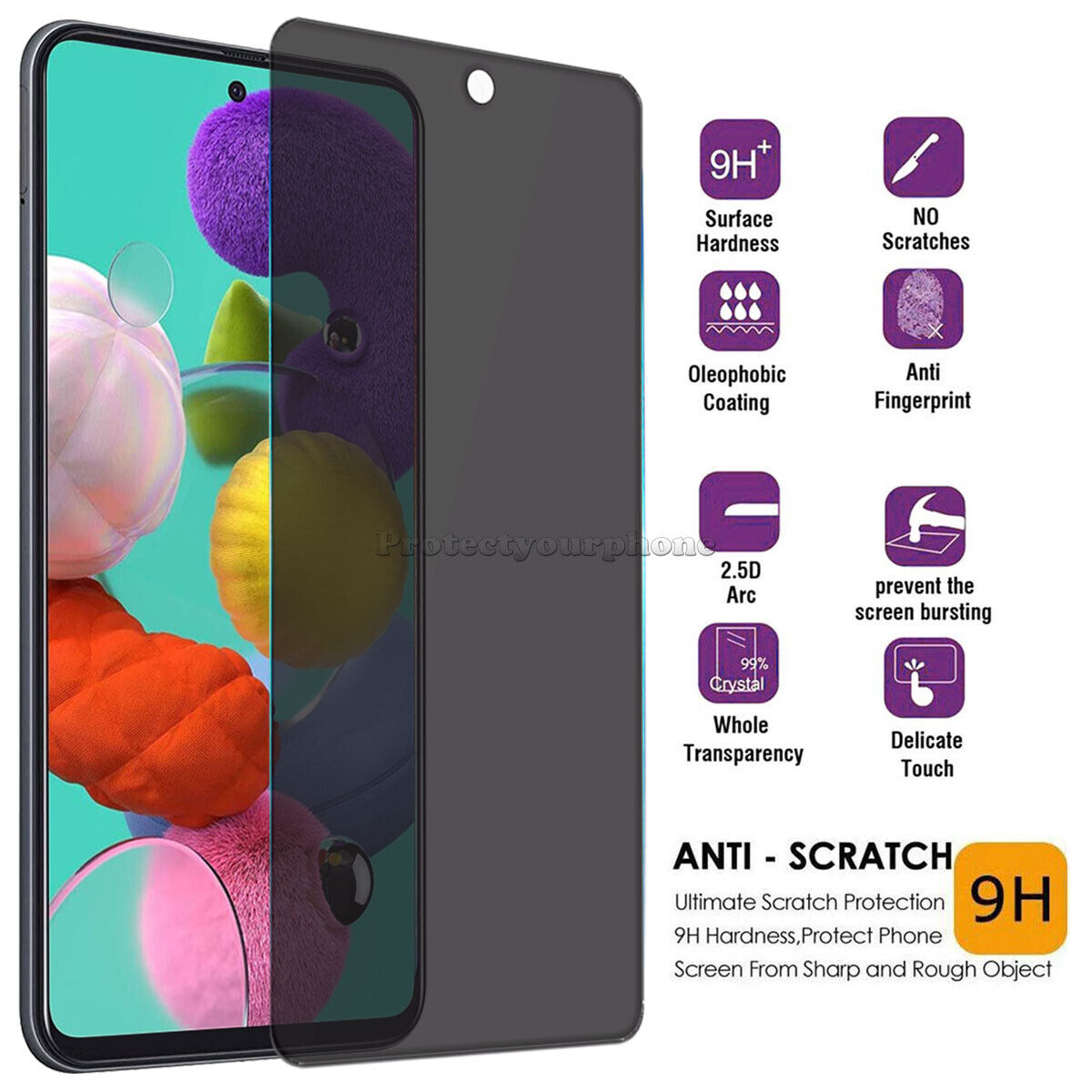Set 2 Folii Privacy Compatibile cu Samsung Galaxy A35/ A55, Full Cover, 6D, Calitate Premium