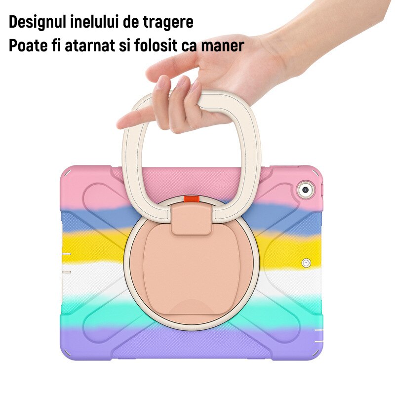 Husa de Protectie, Compatibila Apple iPad Pro 11(2018/2020/2021), Rotatie 360 grade, Cu clapa de tragere si suport, Silicon/PC, Vaxiuja, Pudra colorata