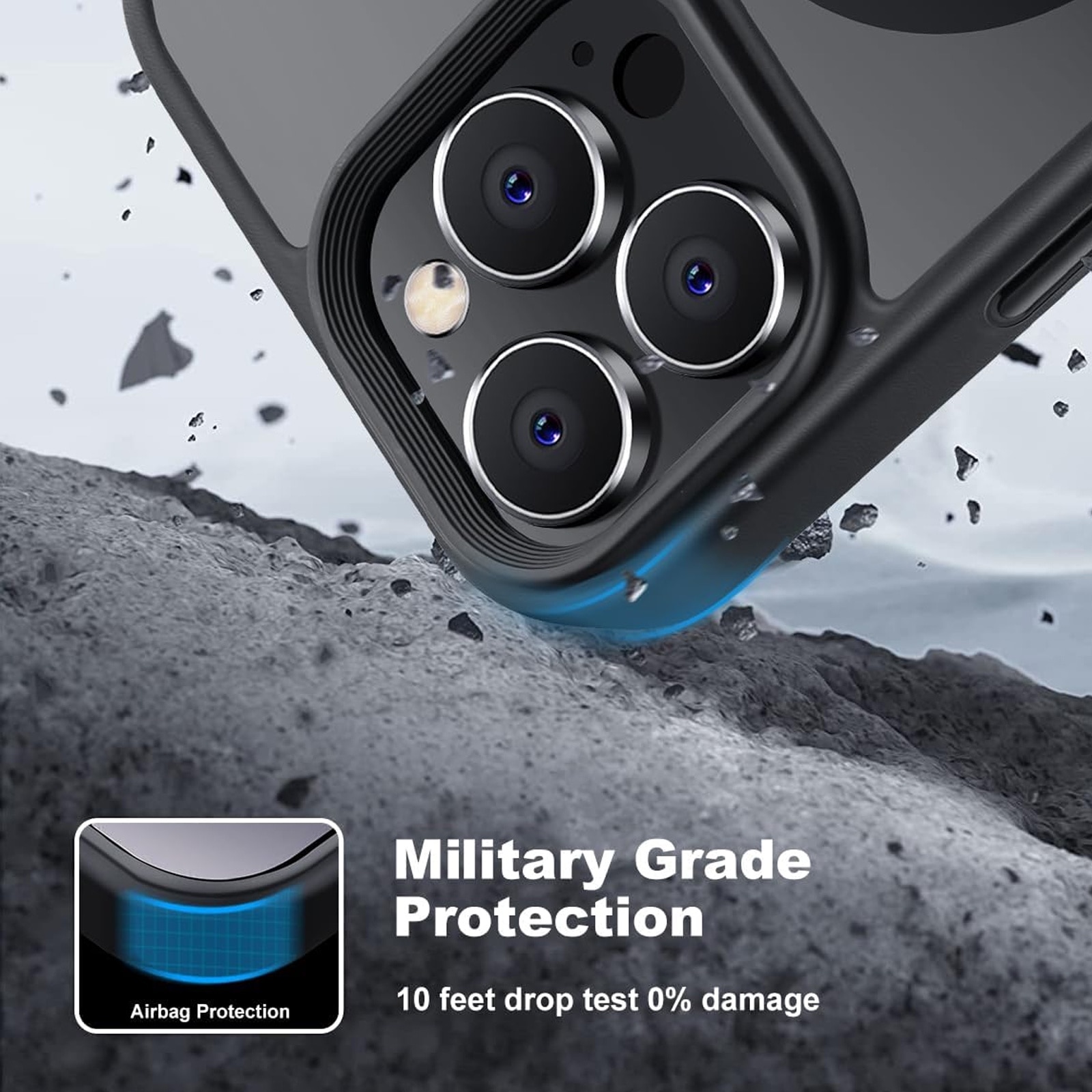 Husa De Protectie Pentru Iphone 15 pro max, Zggzerg, Magnetica, Cu carpa de curatare, Design slim, Cu decupaje camere, Margini ridicate, Anti-fall, Schockproof, Waterproof, Pentru incarcare wireless, TPU+PC, Negru