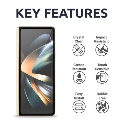 Folie din sticla securizata 9H, compatibila cu Samsung Galaxy Z Fold3, Full Glue, Case Friendly, Margine Neagra, Atlas